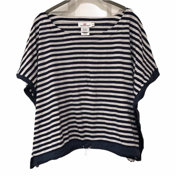 Vineyard Vines navy blue white striped caftan style top - Picture 1 of 4